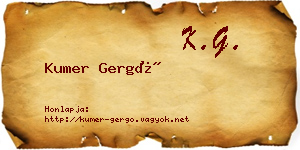 Kumer Gergő névjegykártya